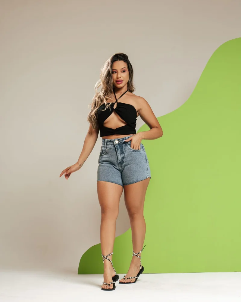 SHORT JEANS BARRA A FIO