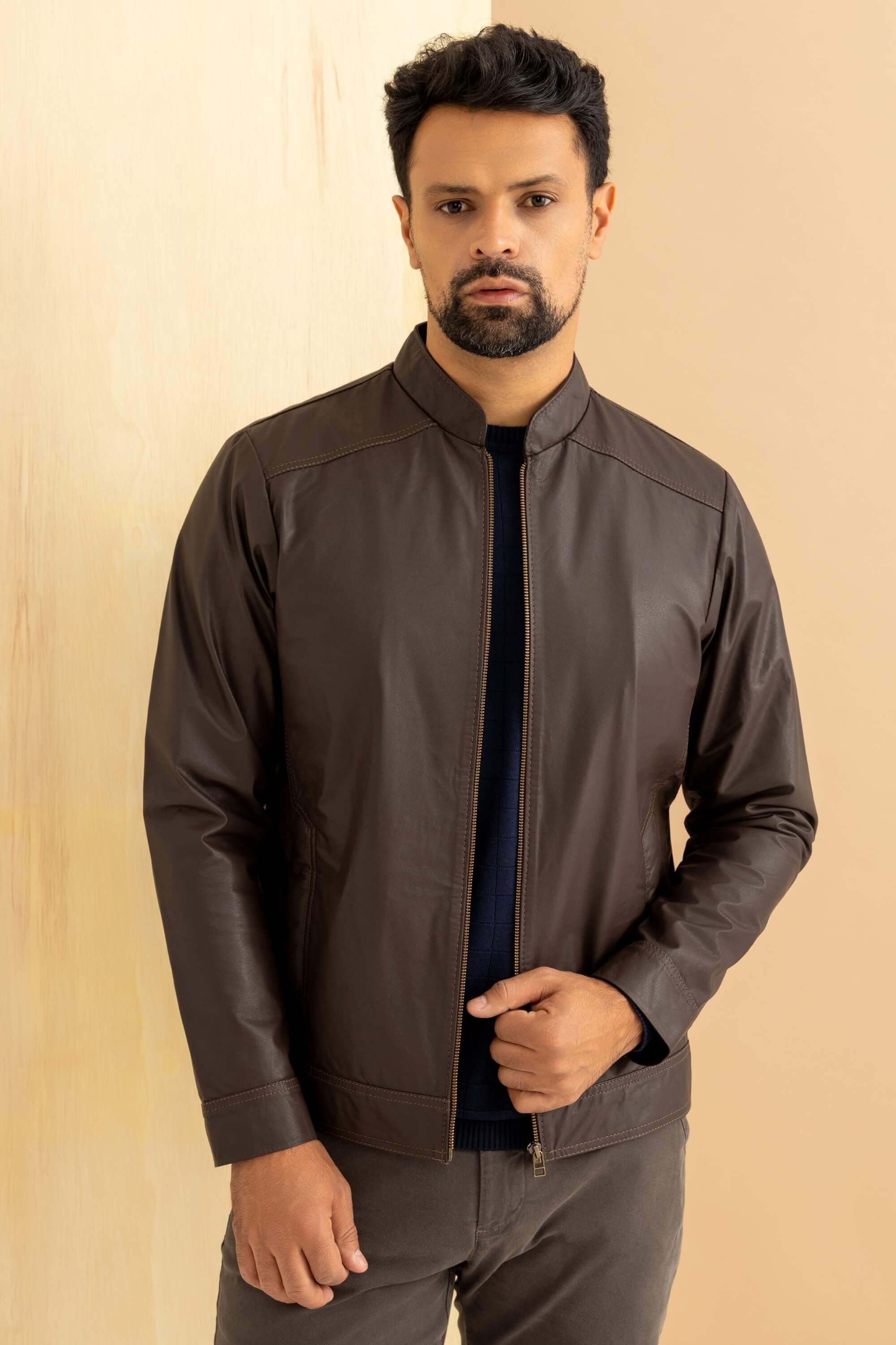 Jaqueta Masculina de couro legítimo Plus