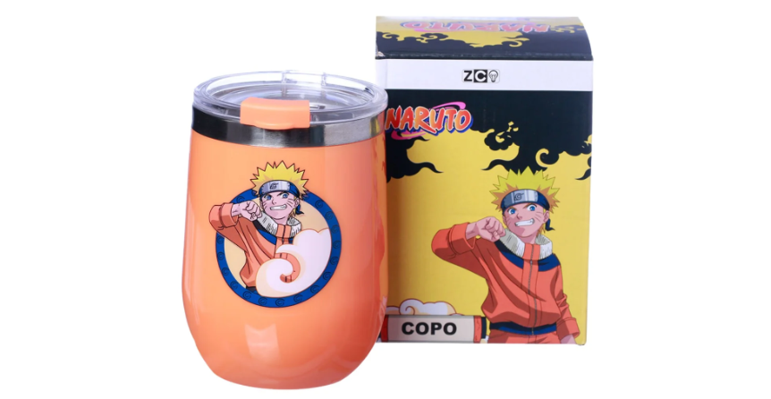 Copo Viagem Naruto Laranja Semi-térmico 400ml Zona Criativa