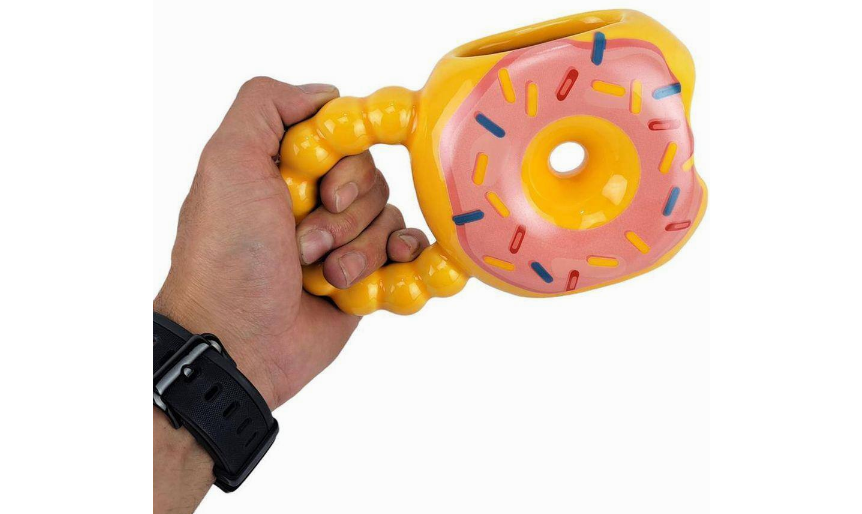 Caneca Decorativa Porcelana Donuts Rosquinha Morango