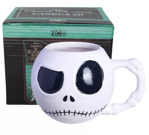Caneca Jack Skellington 3d Porcelana 450ML Oficial Disney O Estranho Mundo De Jack - Zona Criativa