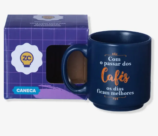 Caneca Mini em Cerâmica Com o Passar dos Cafés 100ml - Zona Criativa