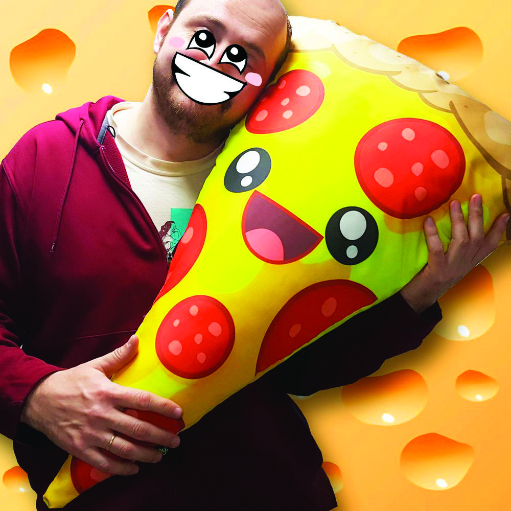 Almofada Pizza feliz gigante 80x 60 cm