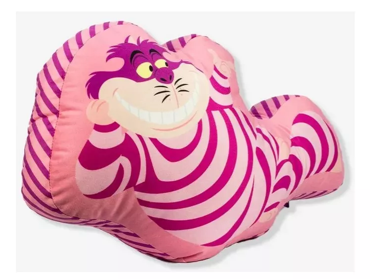 Almofada Decorativa Aveludada Gato Cheshire - Alice no País das Maravilhas.