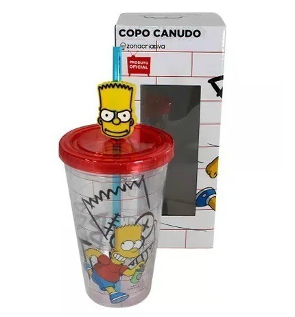 Copo Canudo Bart (Simpsons) 500ml - Zonacriativa