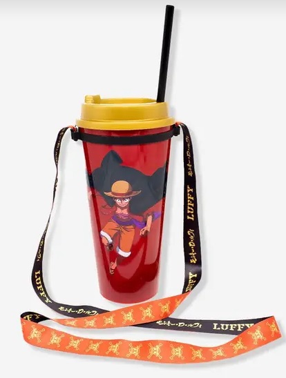 Copo Com Canudo C/Cordão Monkey D.Luffy - One Piece
