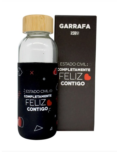 Garrafa de Vidro Feliz Contigo - 450ml