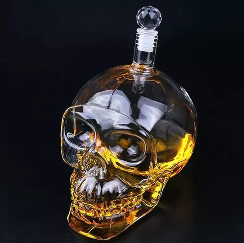 Garrafa De Vidro Crystal Head Caveira Skull Crânio 1 Litro