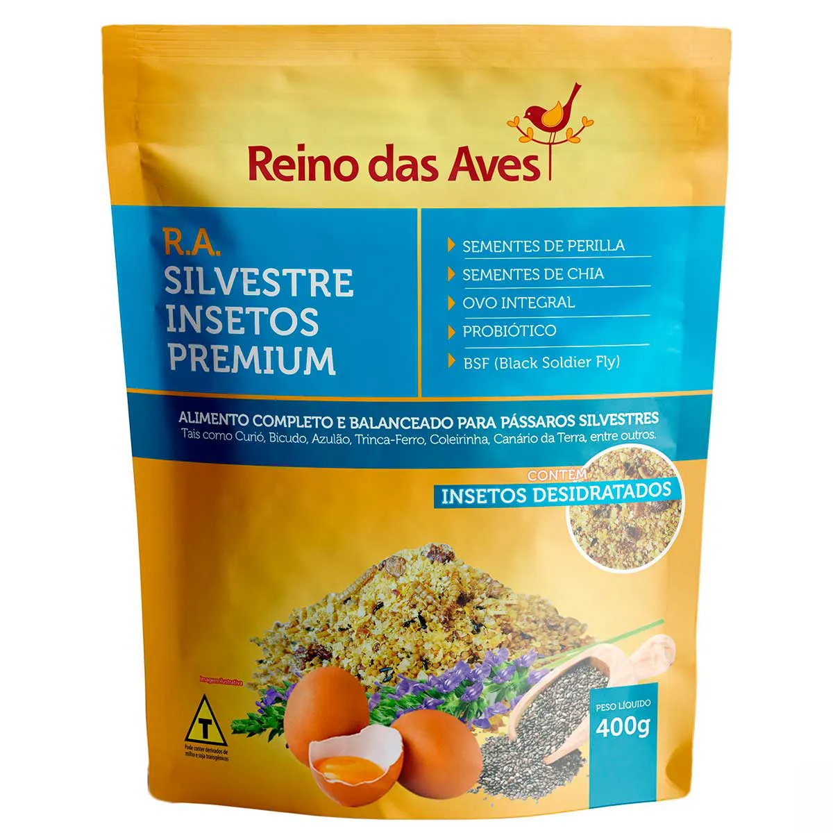 FARINHADA R.A. SILVESTRE INSETOS PREMIUM - REINO DAS AVES 400G (1522)