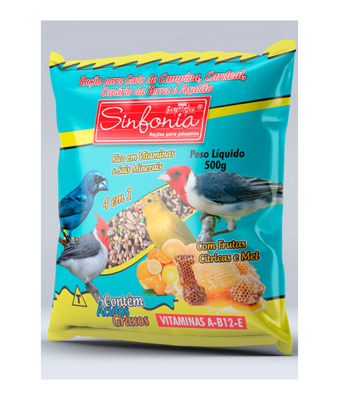 GALO CAMPINA, CARDEAL, AZULAO E CANARIO (4X1) - SINFONIA 500G (2324)