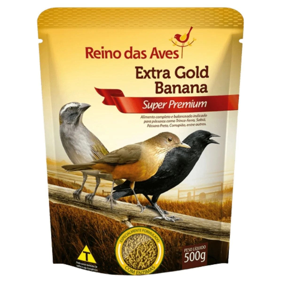 RACAO EXTRA GOLD BANANA - REINO DAS AVES 500G (740)