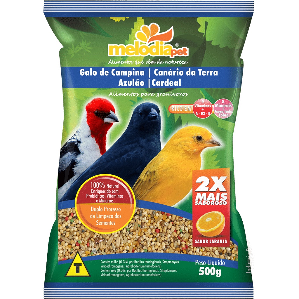 RACAO MIX SEED GALO DE CAMPINA, CARDEAL, AZULAO E CAN. DA TERRA - MELODIAPET 500G (763)