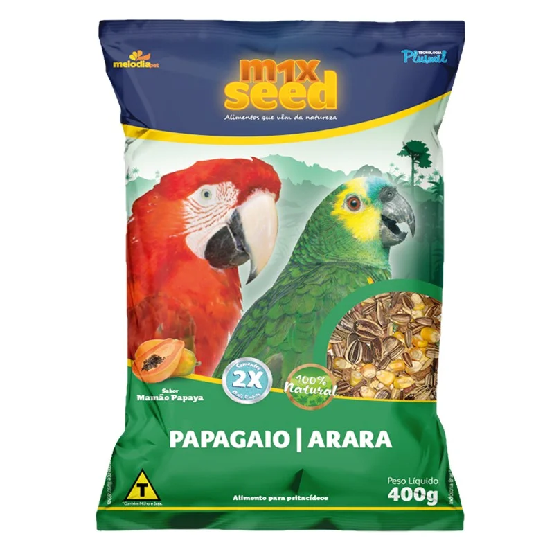 RACAO MIX SEED PAPAGAIO E ARARA - MELODIAPET 400G (767)