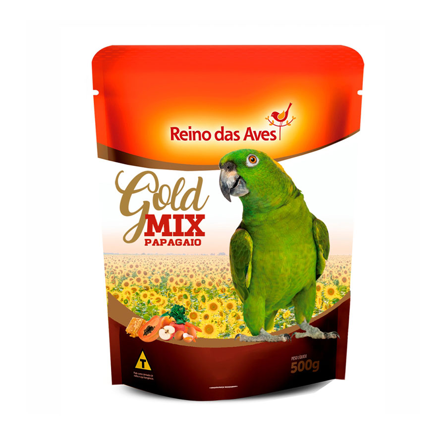 RACAO PAPAGAIO GOLD MIX - REINO DAS AVES 500G (737)