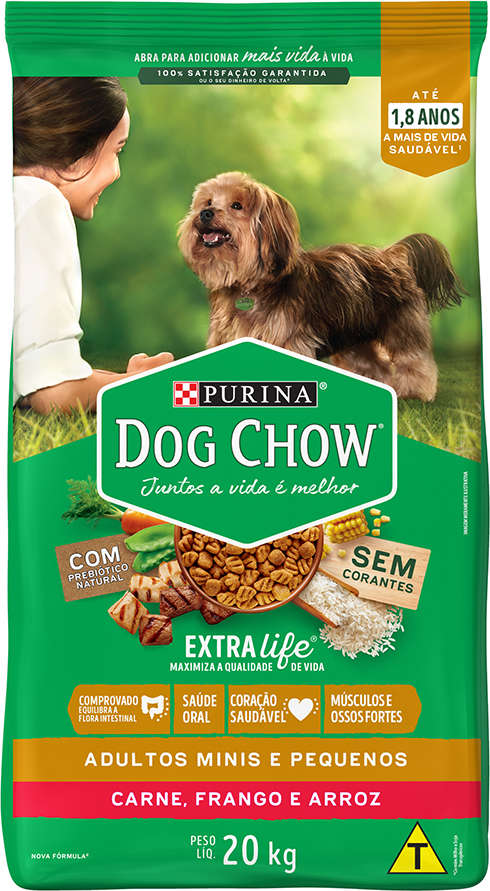 DOG CHOW ADULTO RACAS PEQUENAS (CARNE, FRANGO E ARROZ) - PURINA 20KG (2888)