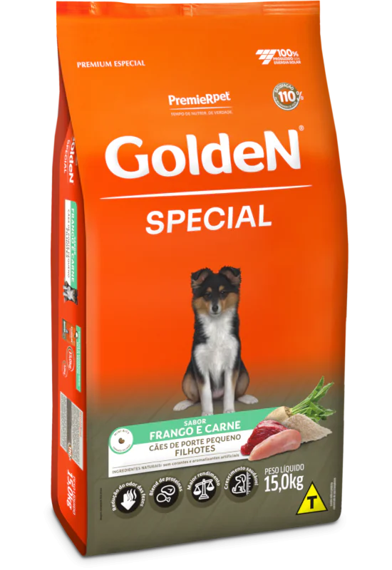 GOLDEN SPECIAL CAES FILHOTES PEQ PORTE (FRANGO E CARNE) GRANEL - PREMIER 1KG (2909)