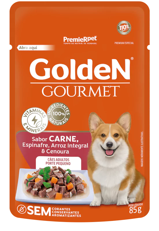 SACHE GOLDEN GOURMET CAES ADULTOS P. PEQUENO (CARNE) - PREMIER 70G (145)