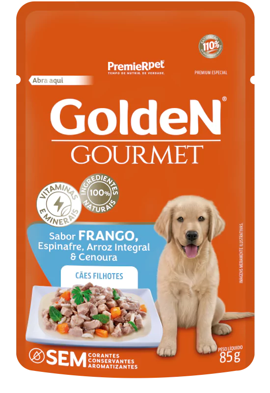SACHE GOLDEN GOURMET CAES FILHOTES (FRANGO) - PREMIER 85G (1618)