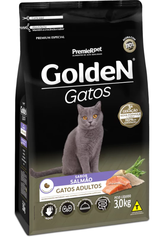 GOLDEN GATOS SALMAO ADULTO - PREMIER 500G (830)