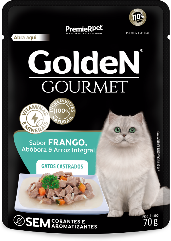 SACHE GOLDEN GOURMET GATOS CASTRADOS (FRANGO) - PREMIER 70G (200)
