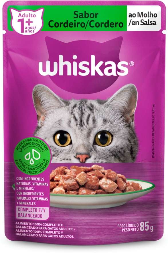 SACHE WHISKAS ADULTO 1+ CORDEIRO - MARS 85G (1458)