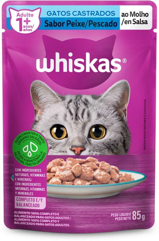 SACHE WHISKAS GATOS CASTRADOS 1+ PEIXE - MARS 85G (1908)