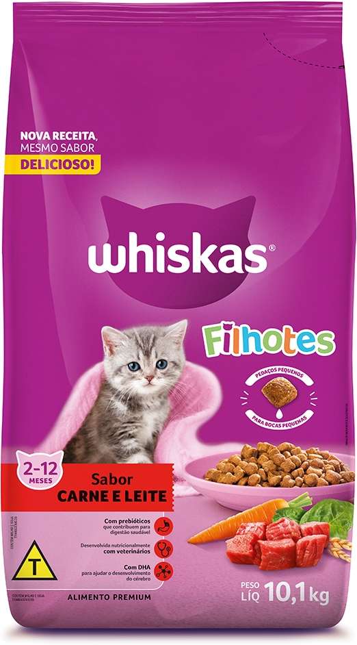 WHISKAS FILHOTE CARNE E LEITE - MARS 10,1KG (2153)