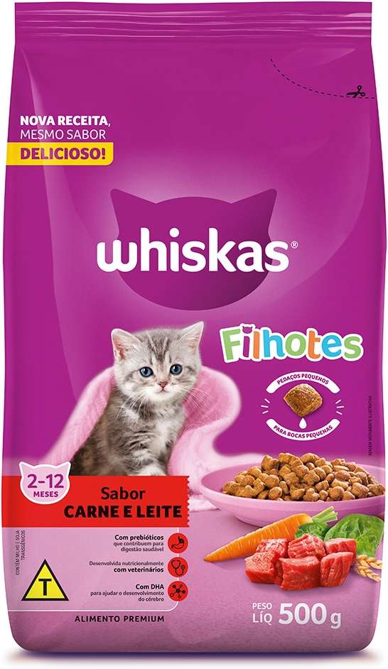 WHISKAS FILHOTE CARNE E LEITE - MARS 500G (822)