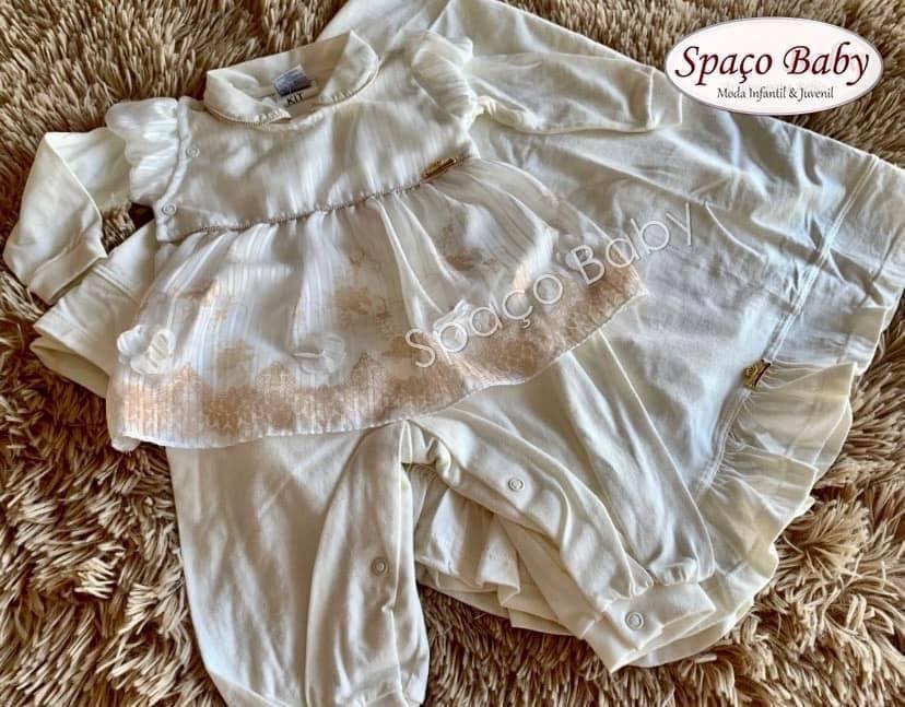 Saída maternidade off-white com flores