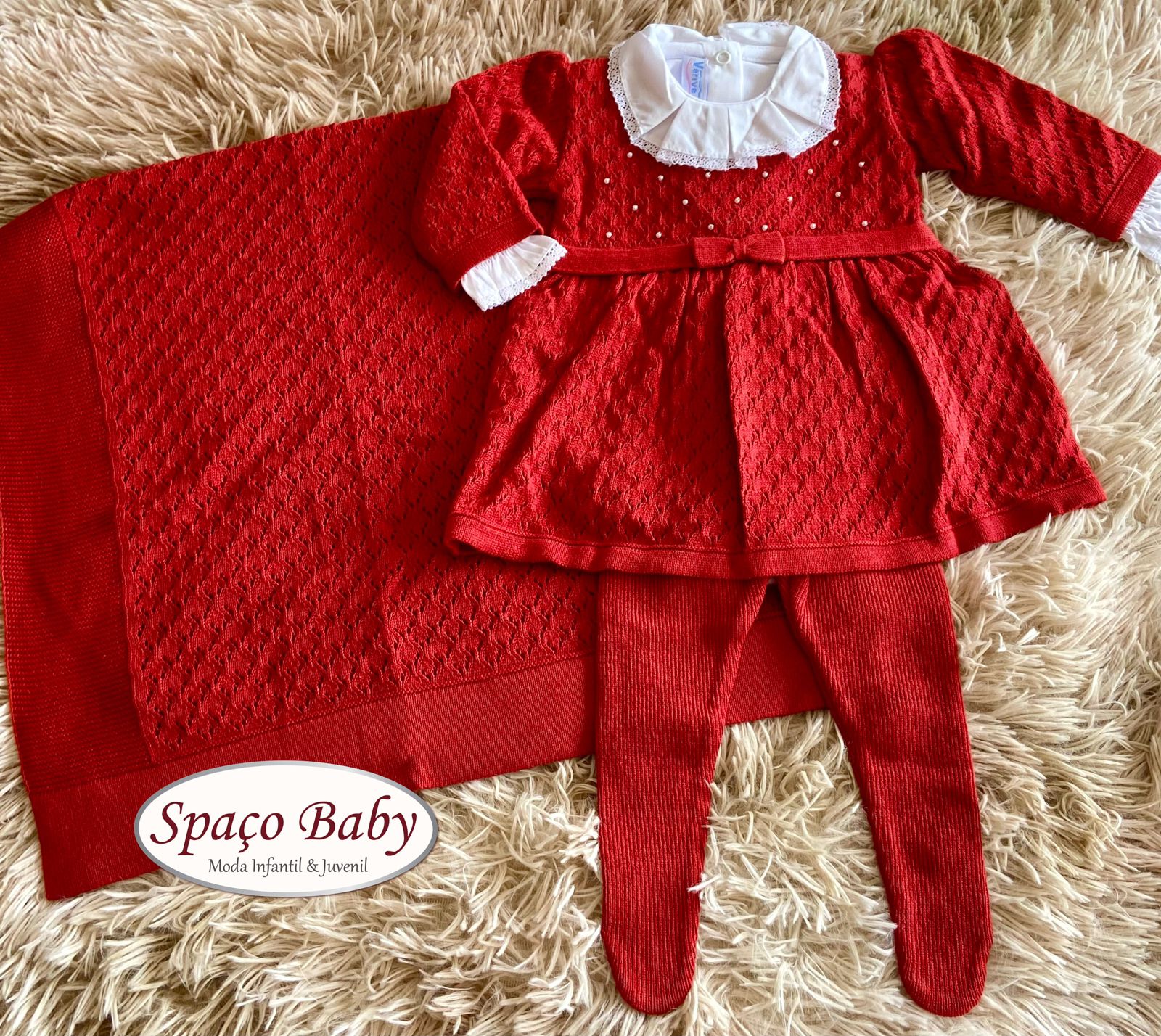 Saída maternidade vermelha  em linho