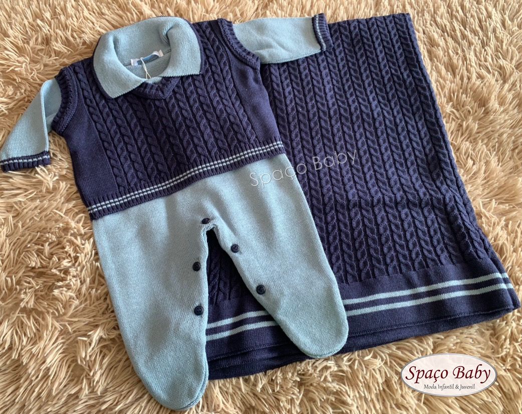 Saída maternidade marinho em linho