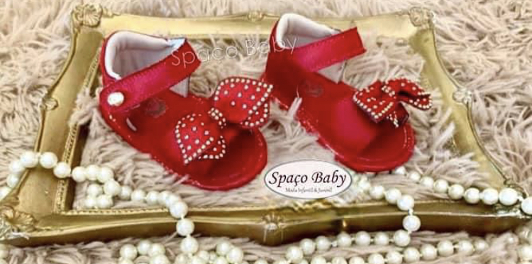 Sandalia vermelho laço strass