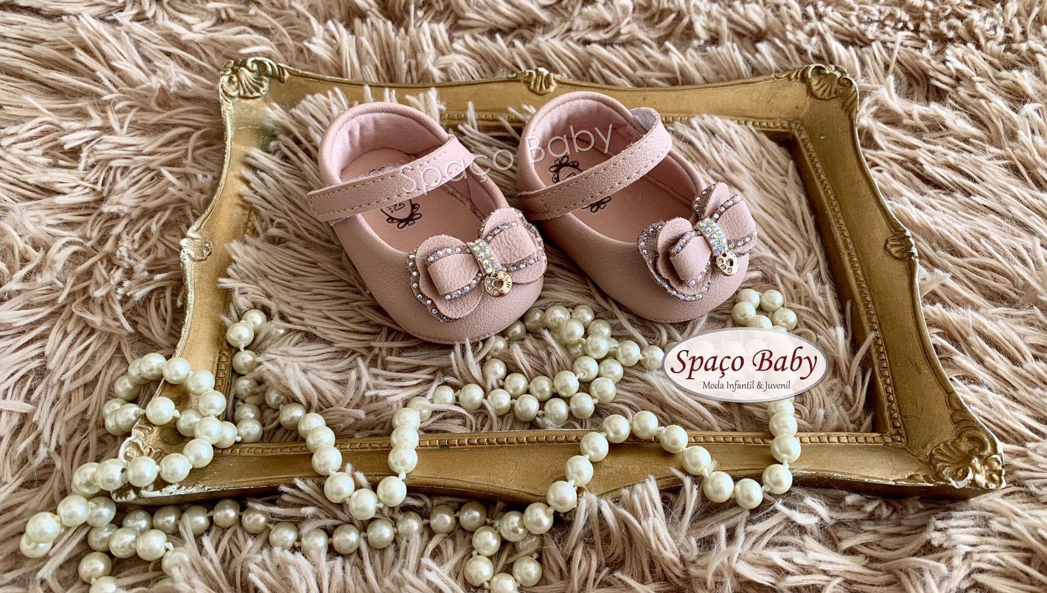 Sapato boneca rosê com laço