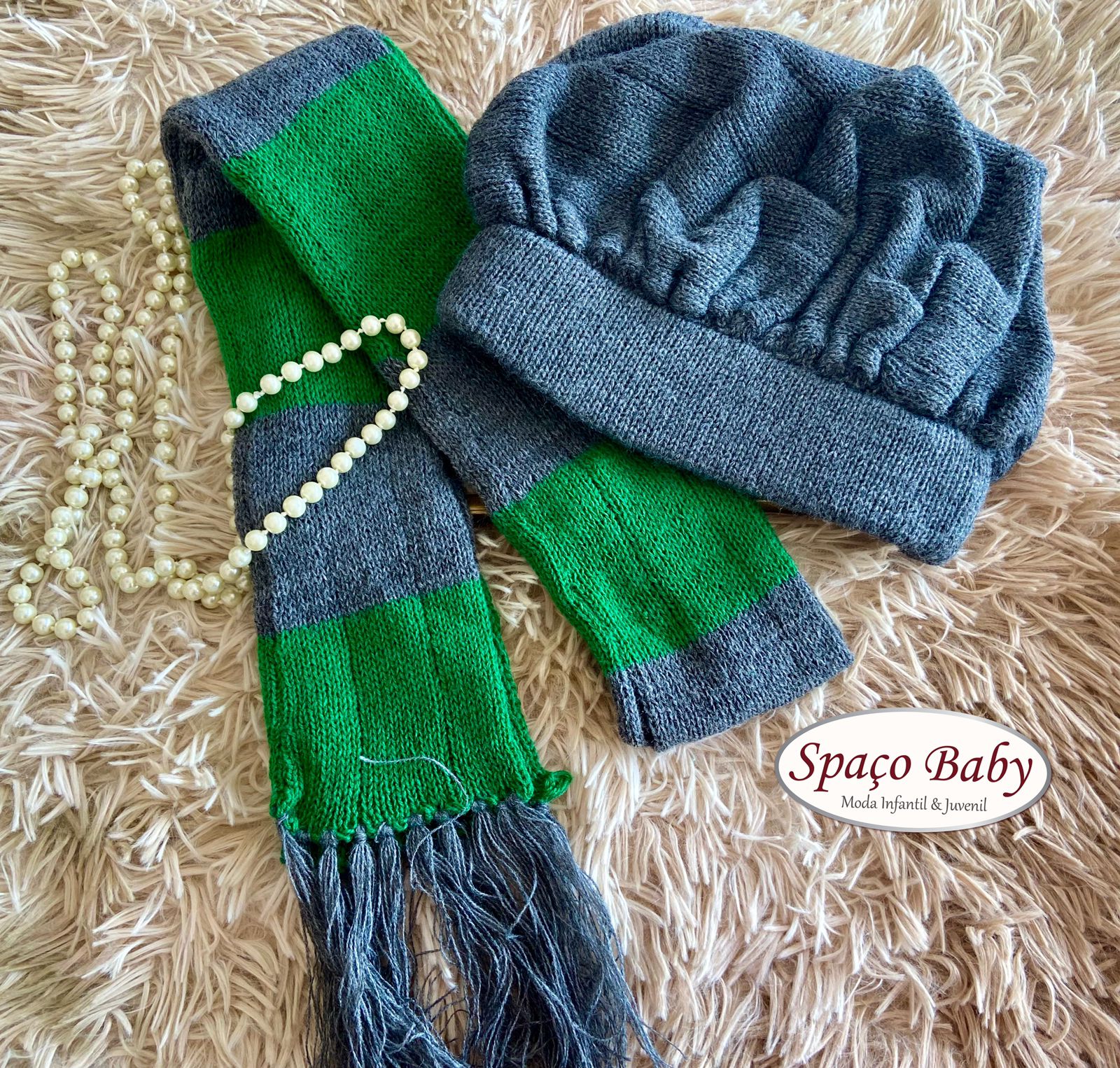 Kit boina cinza e verde