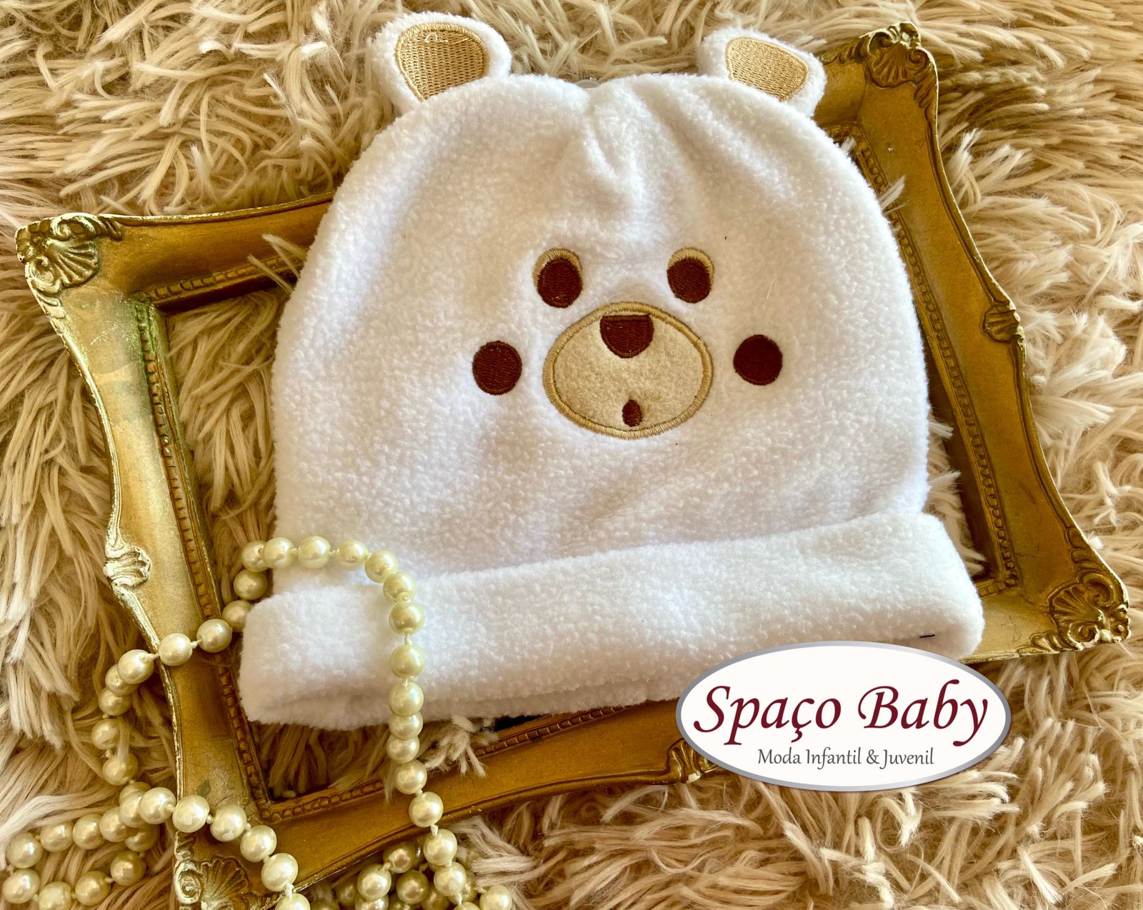 Touca ursinho branco