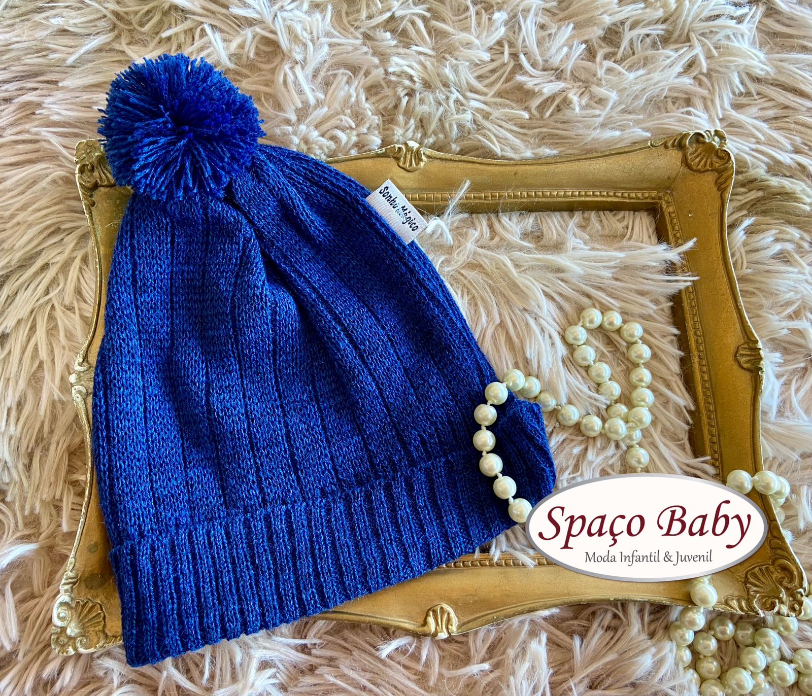 Touca tricô azul