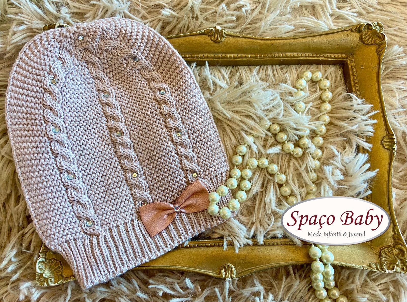 Touca rosê strass