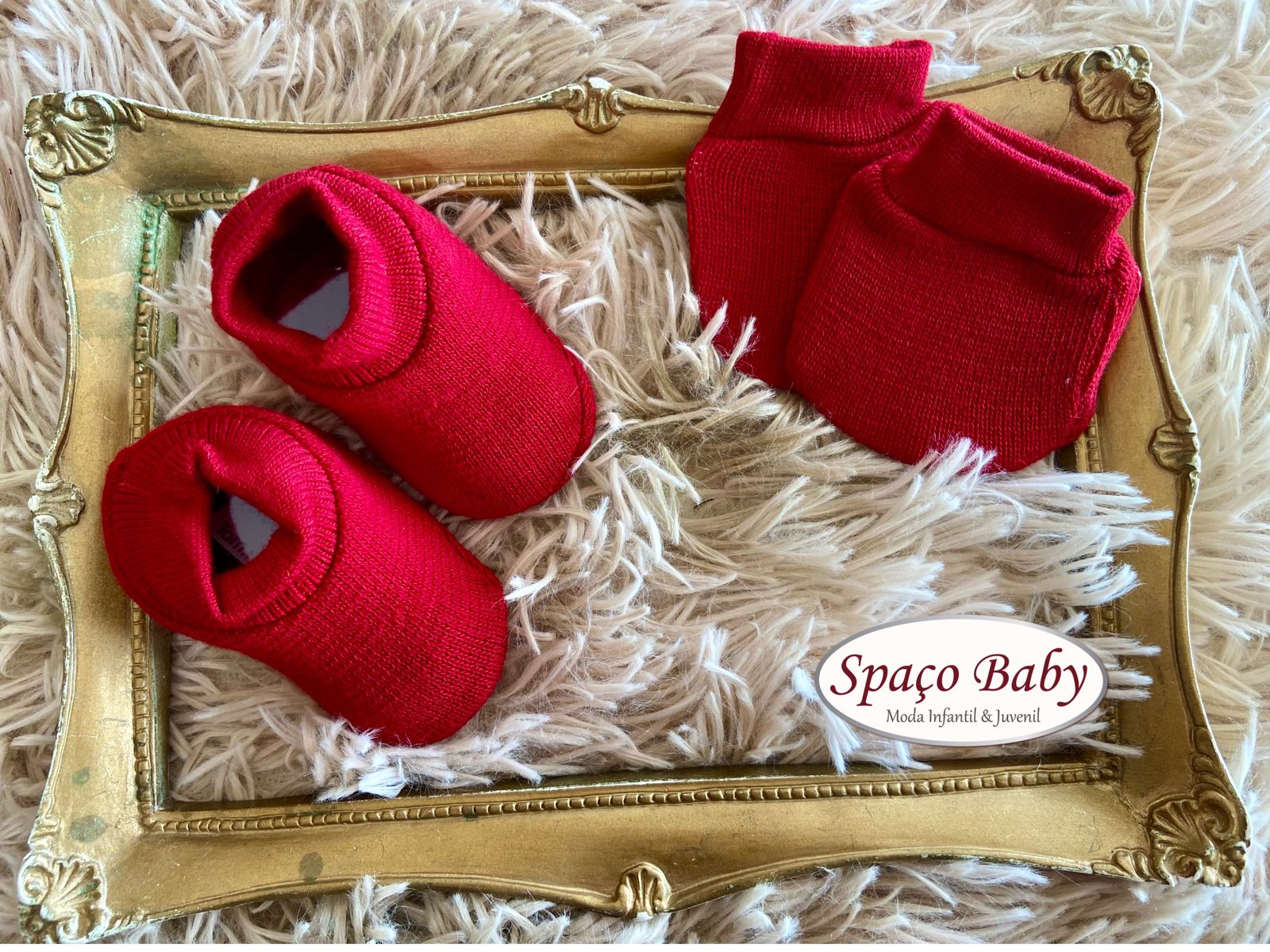 Kit luva e sapatinho vermelho