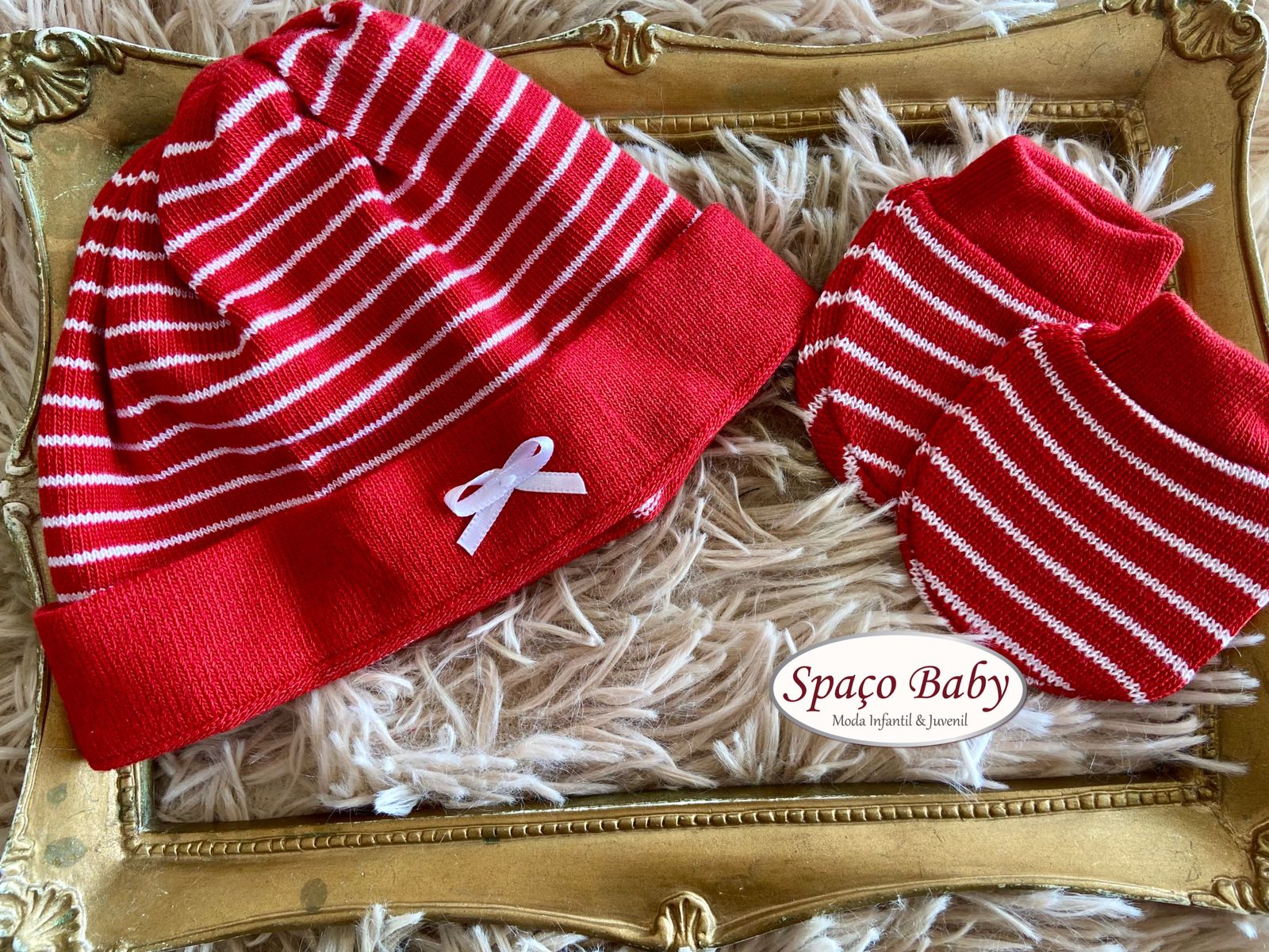 Kit luva e sapatinho listrados