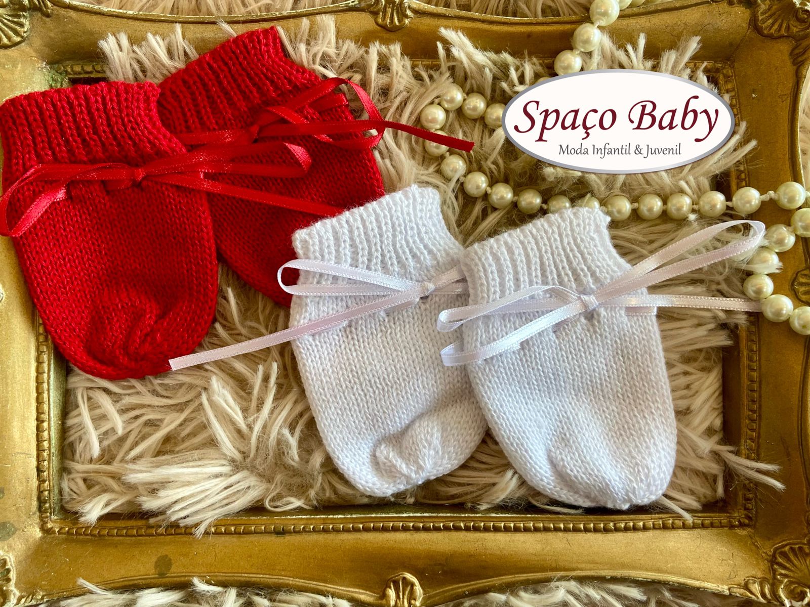Kit luva vermelho e branco
