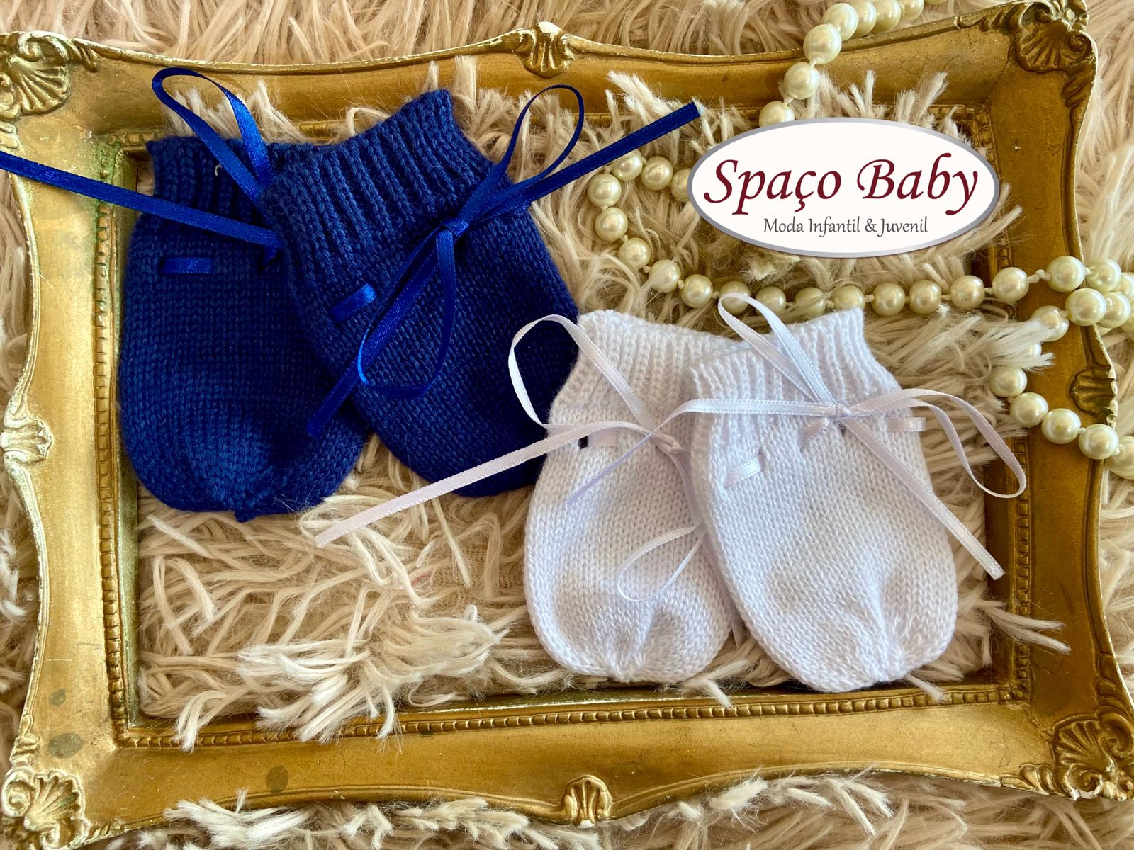 Kit luva branco e marinho