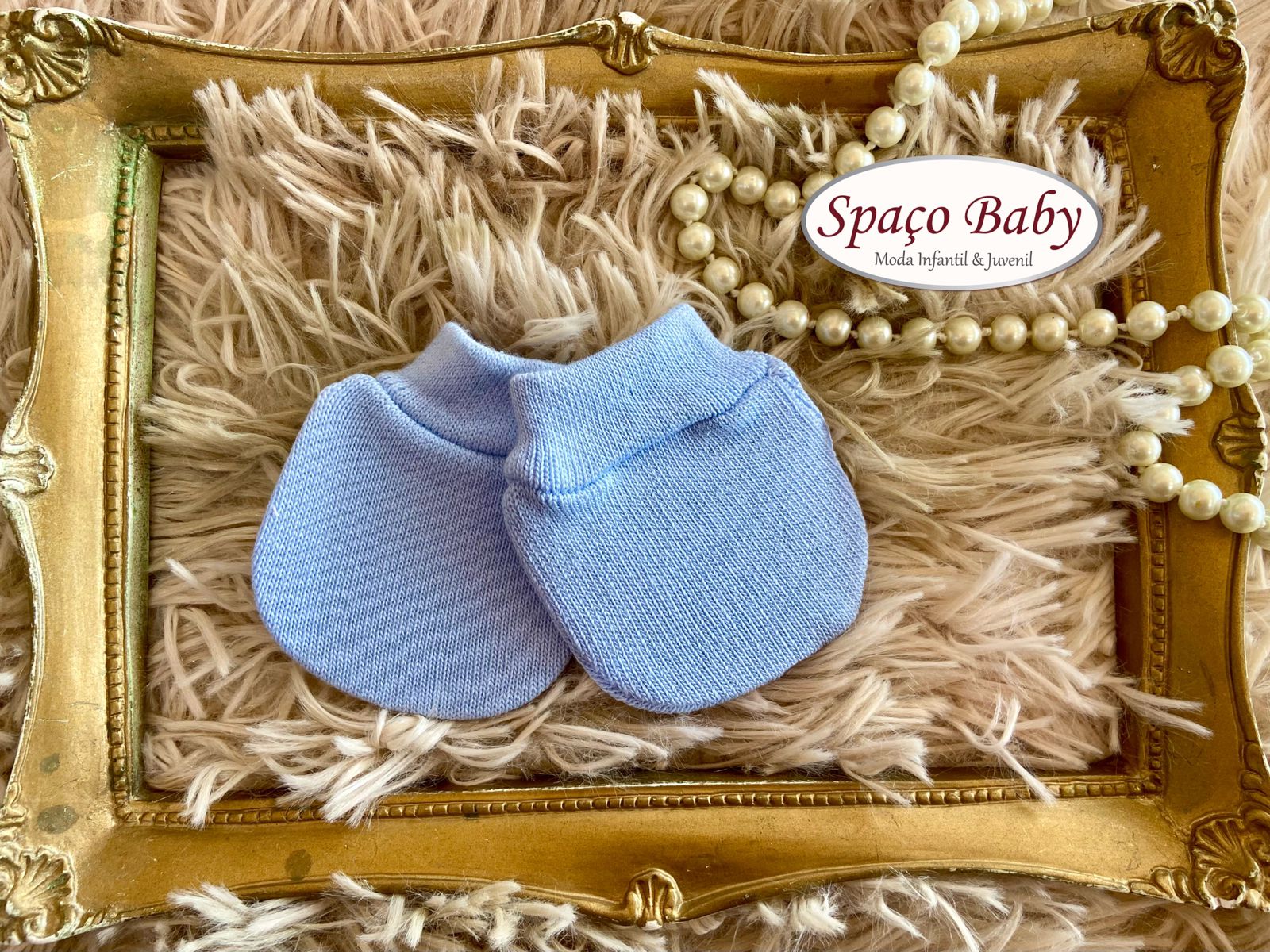 Luva lisa azul bebê