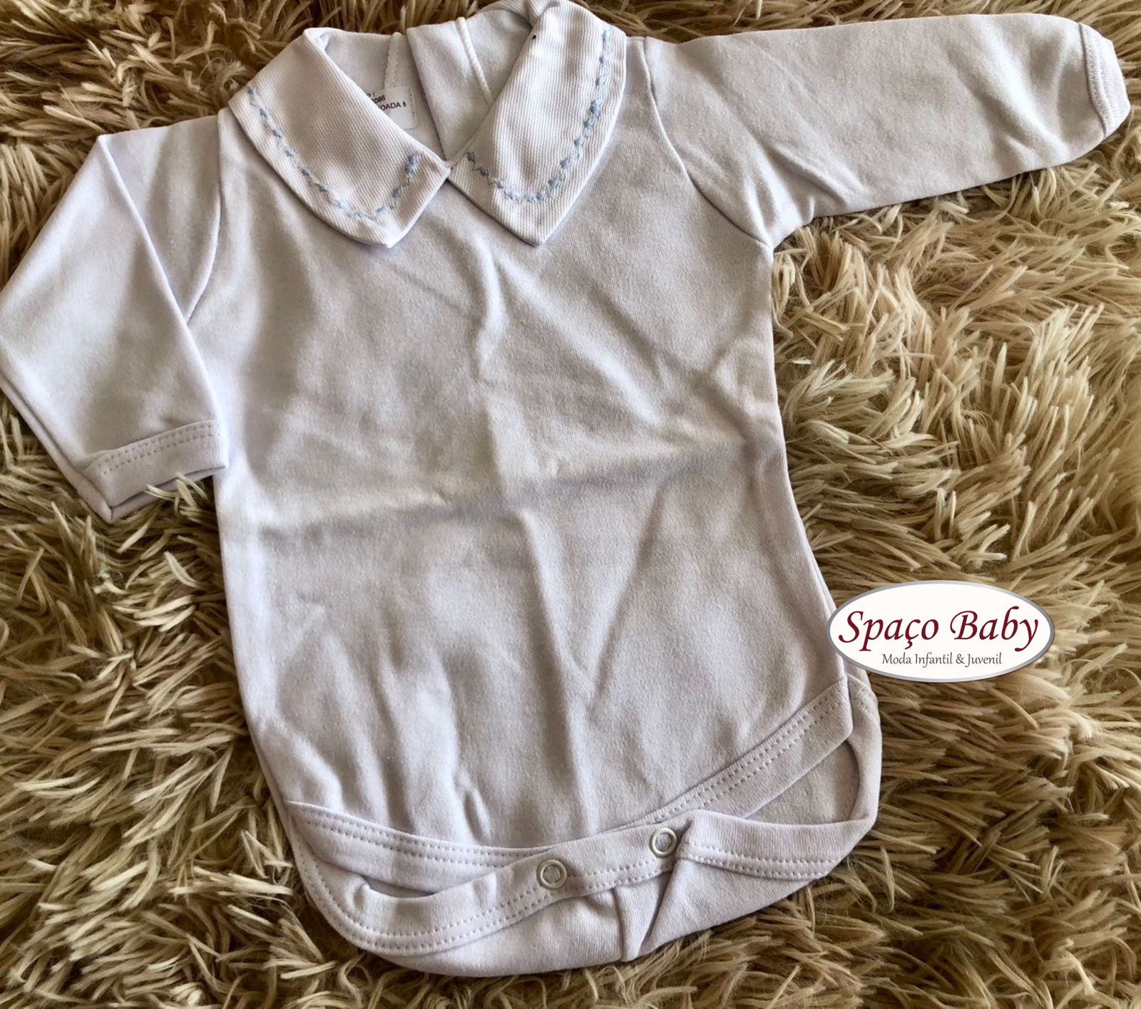 Body com bordados azul bebê