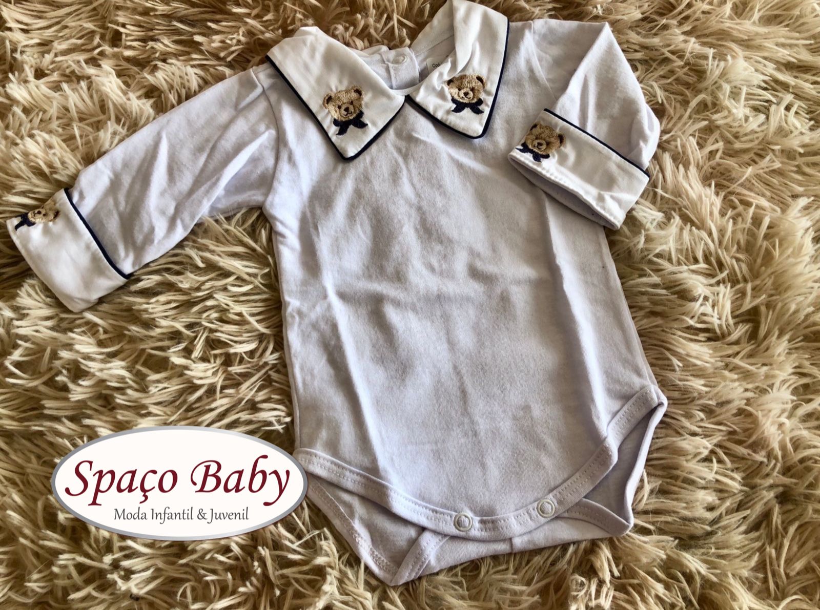 Body com bordados de urso