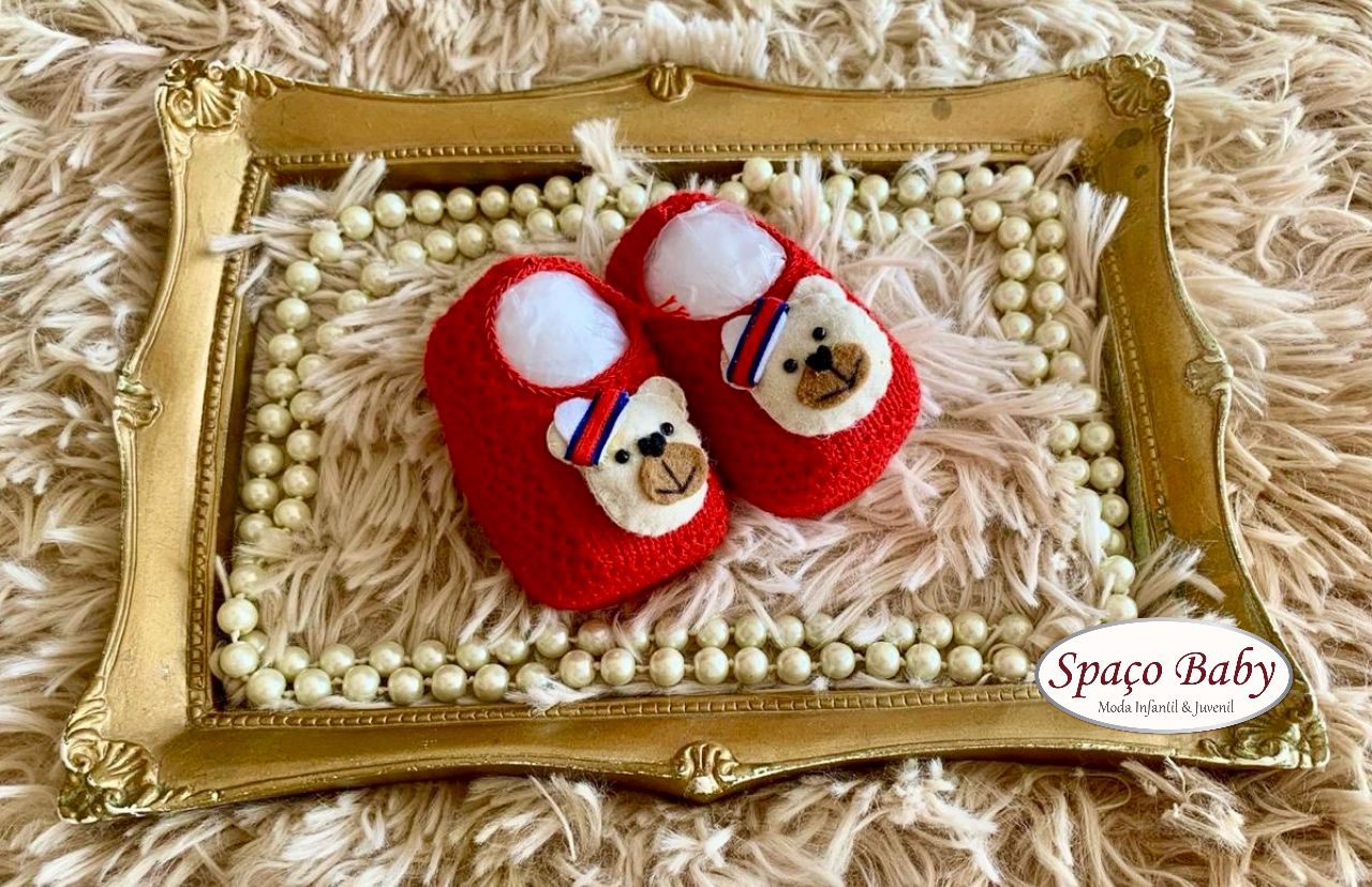Sapatinho em linha urso vermelho