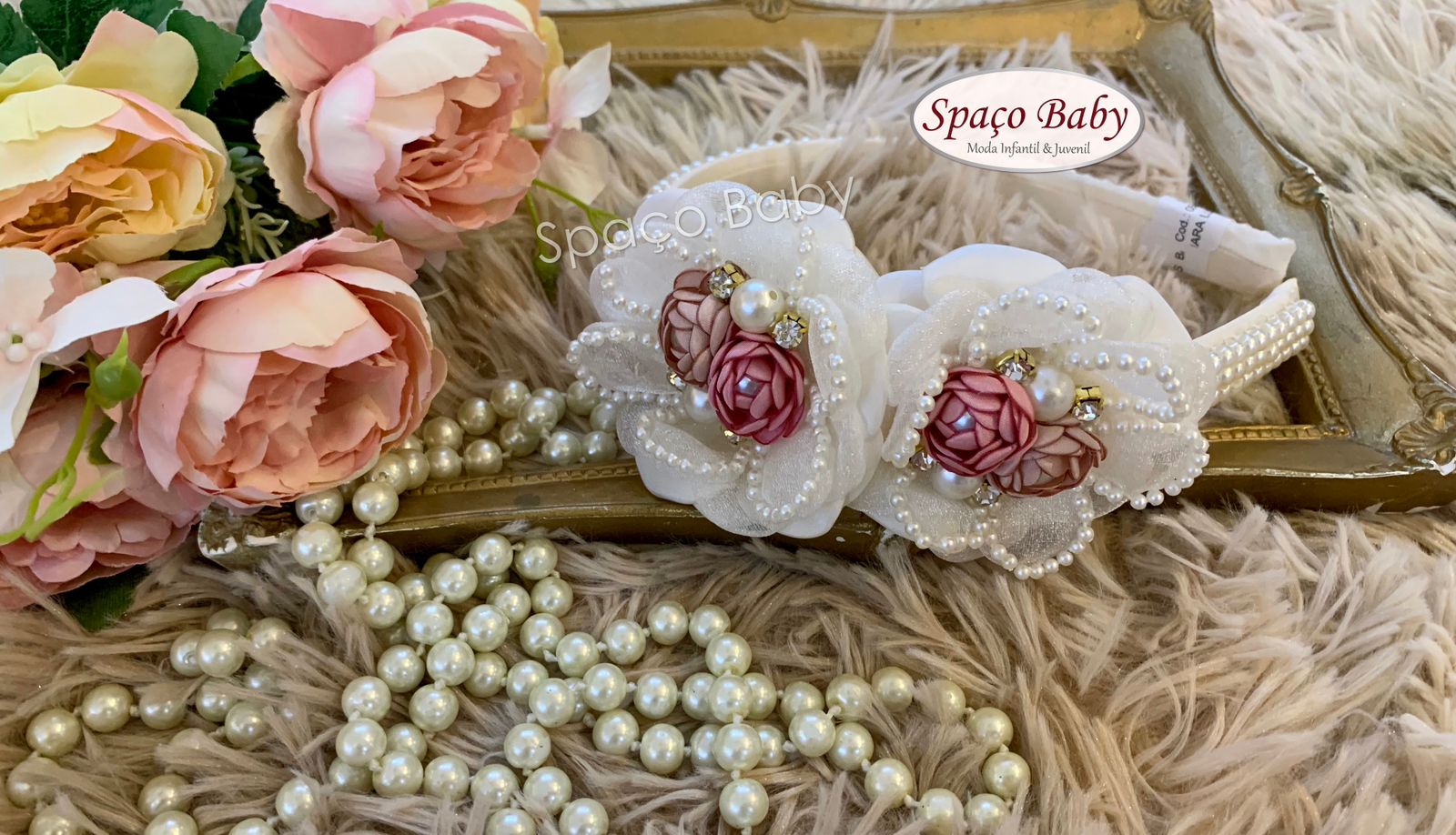 Tiara off-Whitte flores