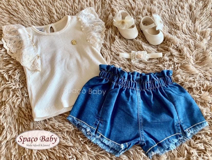 Conjunto jeans com renda