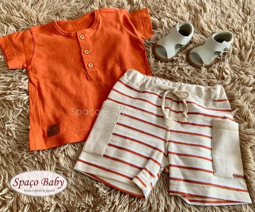 Conjunto bermuda em listras