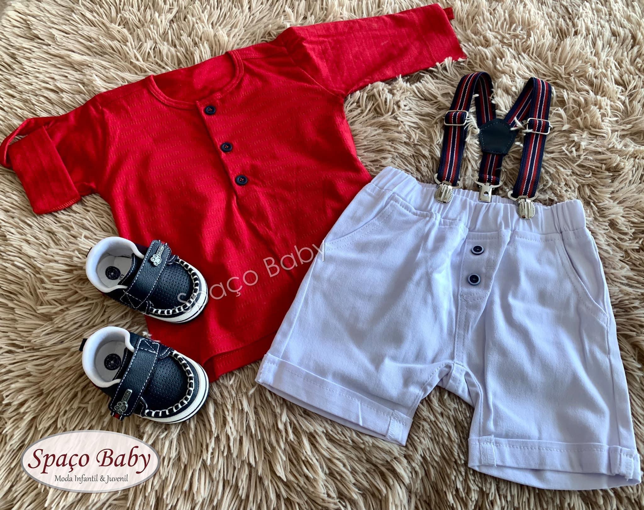 Conjunto vermelho com branco