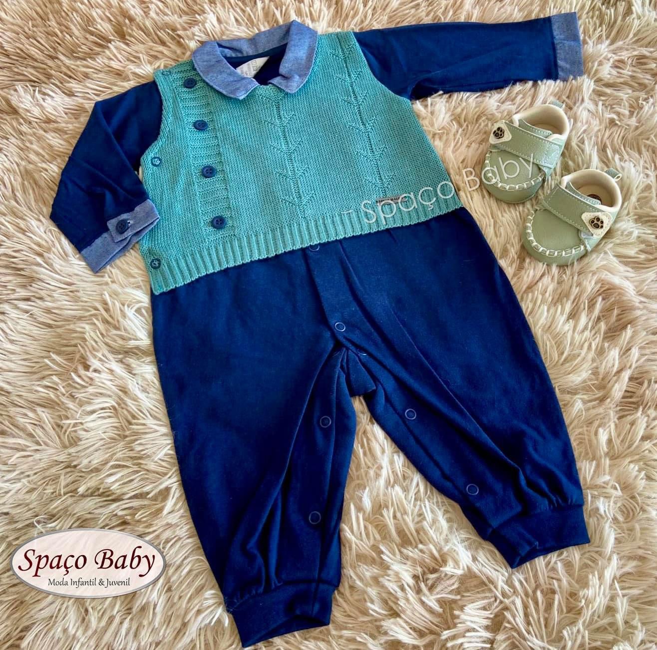 Macacão azul com verde